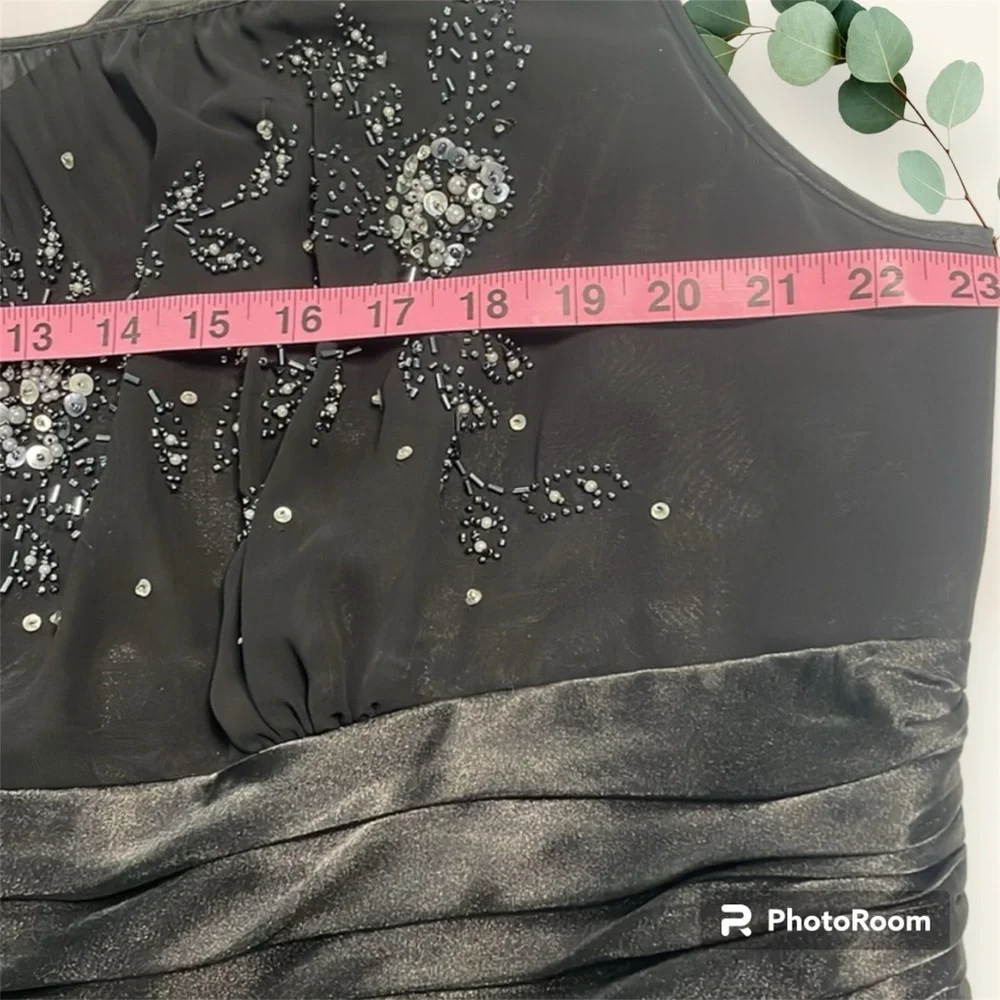 Dress Barn dress size 20W sleeveless black w/beaded top lining under chiffon - Picture 7 of 14